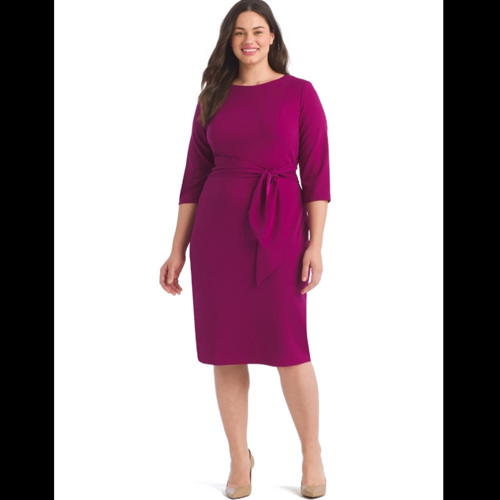Adrianna Papell  purple Tie Waist Sheath Dress 18W